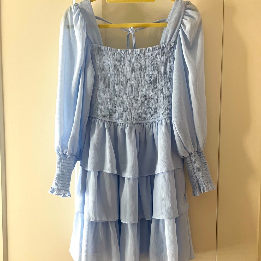 Baby blue dress, above knee length